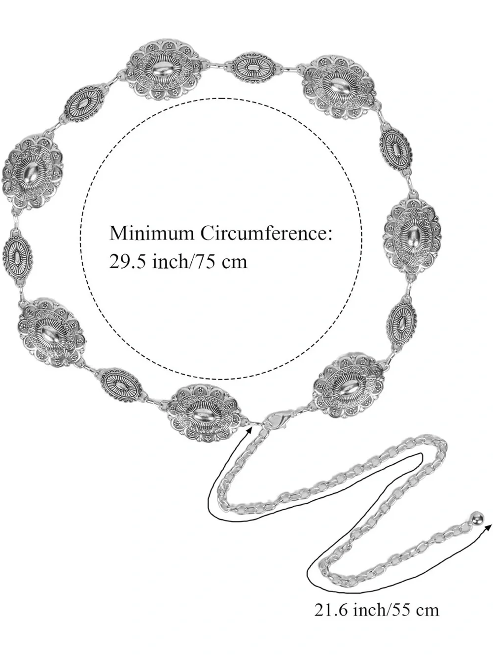 Silver Western Medallion Chain Belt